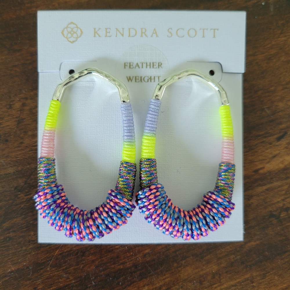 NEW Kendra Scott Masie Silver Open Frame Earrings in Lilac Mix Paracord